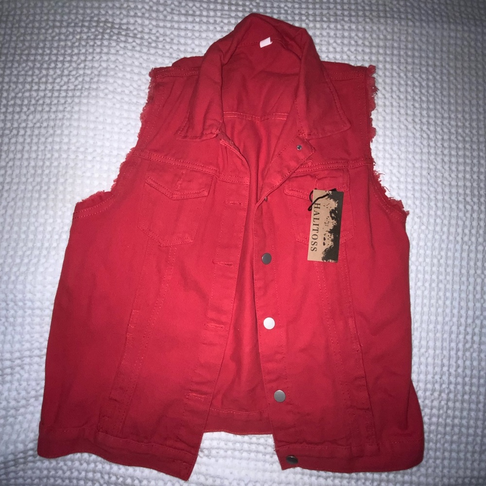 Red Denim Vest